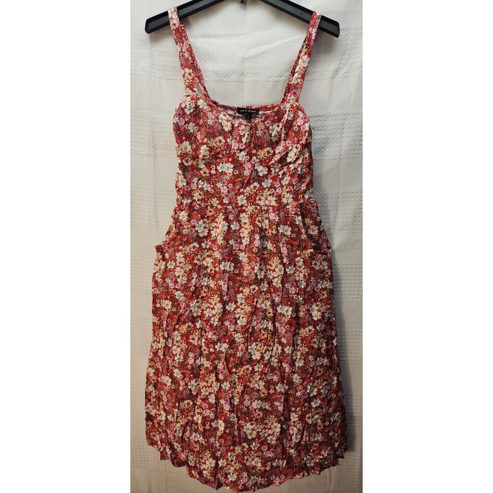 As U Wish Dress Medium Floral Square Neck Sun Sleeveless Midi Adjustable Strap